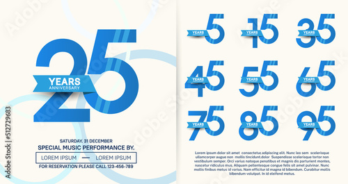 set of anniversary logotype modern pop art style color for celebration