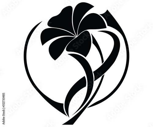 Fototapeta Naklejka Na Ścianę i Meble -  logo one black flower with leaves