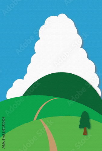 フレーム素材　夏の山と空