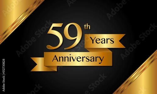 50th anniversary logo with golden ribbon for booklets, leaflets, magazines, brochure posters, banners, web, invitations or greeting cards. Vector illustrations. photo