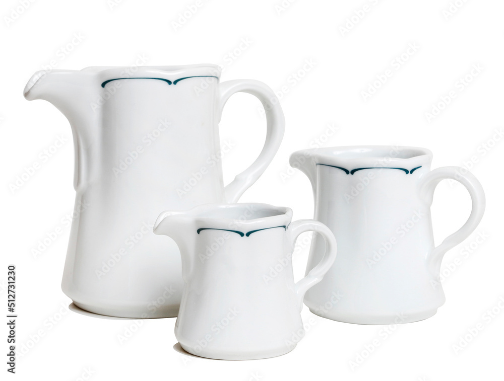 Porcelain jugs isolated on a white background. Porcelain jugs isolated on a white background.