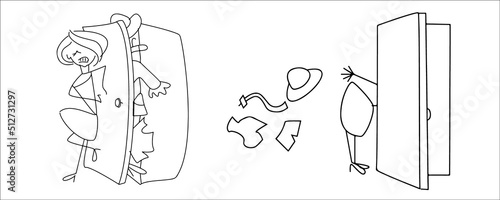 Set of emojis with women's feelings. Funny vector logos with women and their everyday stuff.