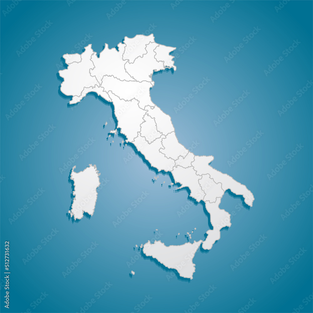 Vector map country Italy divided on regions
