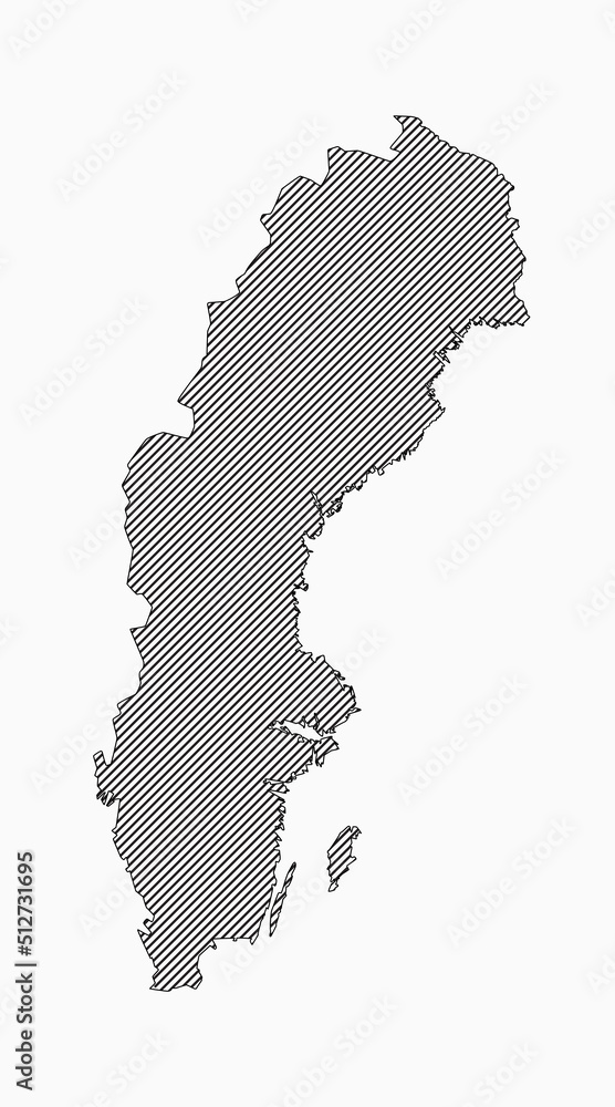 Vector map Sweden, creative map made black lines Vector map Sweden, creative map made black lines