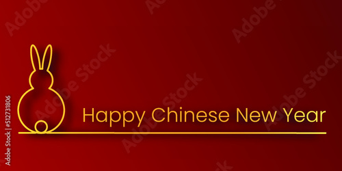 Chinese New Year 2023, the year of the rabbit, red and gold line art characters, simple hand-drawn Asian elements with a craft Happy Chinese New Year 2023, the year of the rabbit,