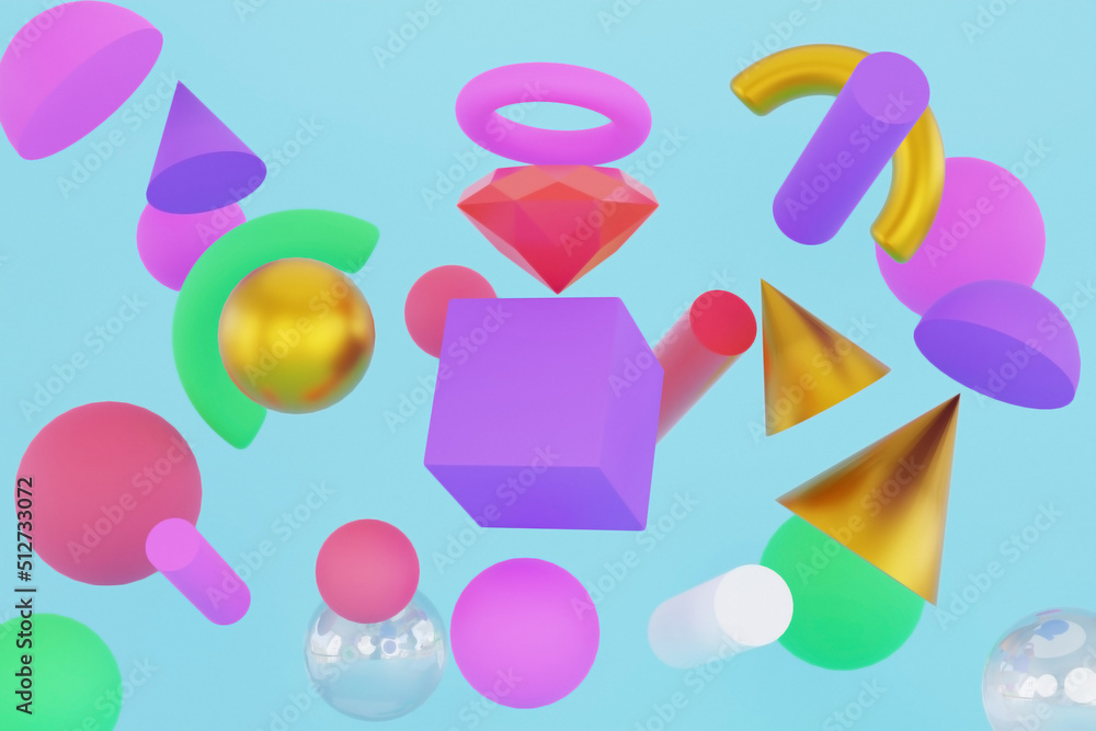 3d Geometric shapes colorful background 3d Geometric shapes colorful background