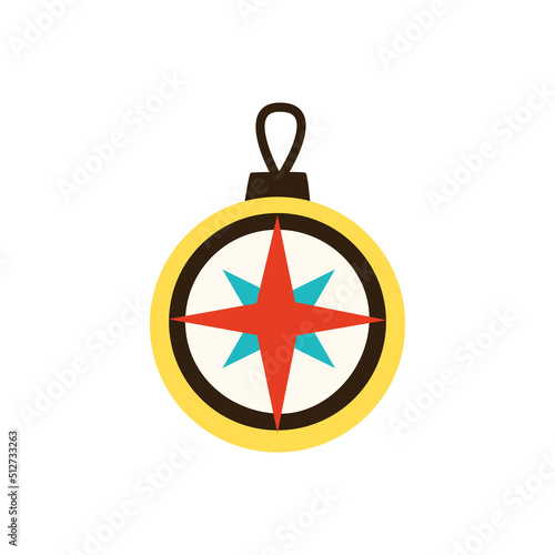 Vector illustration of hand drawn compass on white background.