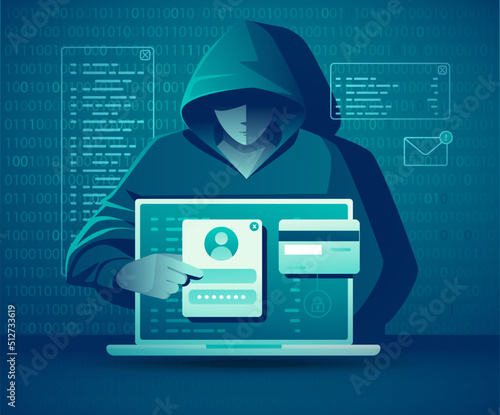 Hacking, phishing, and personal data stealing illustration concept vector