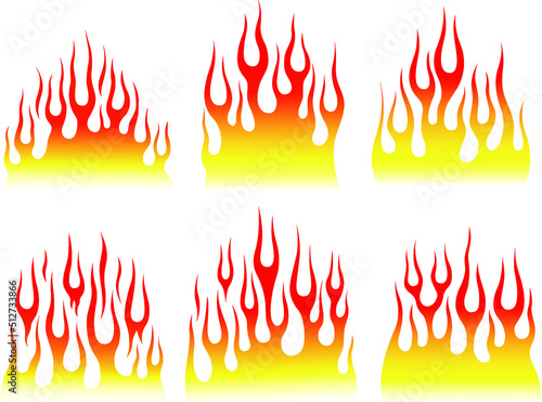 Fire flames isolated on white background. Tribal tattoo design.