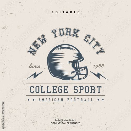 editable text effect premium vector design of vintage American football sports college style. Suitable for t-shirt custom printing, personal fashion, poster, apparel
