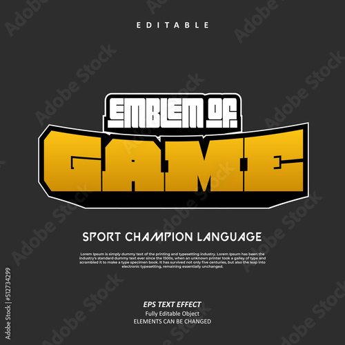 editable text effect premium vector design of logo emblem champion league sports title event game for poster, team name, club, social media, brand name