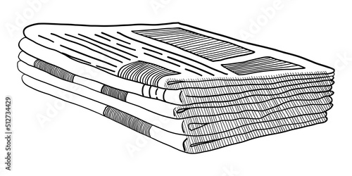 VECTOR STACK OF NEWSPAPERS ISOLATED ON A WHITE BACKGROUND. DOODLE DRAWING BY HAND