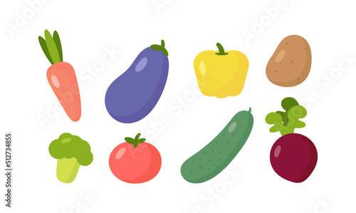 Vegetables set. Vector illustration in cartoon style. 