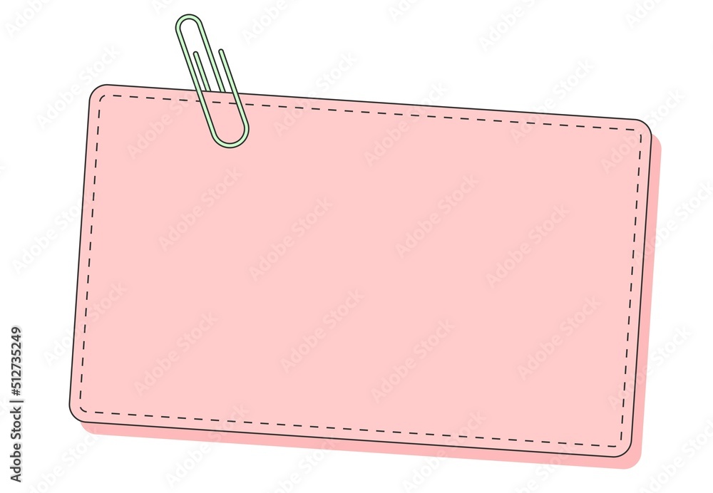 pink note paper with clip. paper note paper blank sign tag label. old blank paper with clip