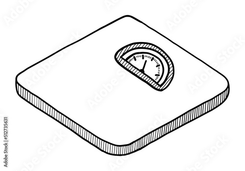 VECTOR ILLUSTRATION OF FLOOR SCALES ISOLATED ON A WHITE BACKGROUND. DOODLE DRAWING BY HAND