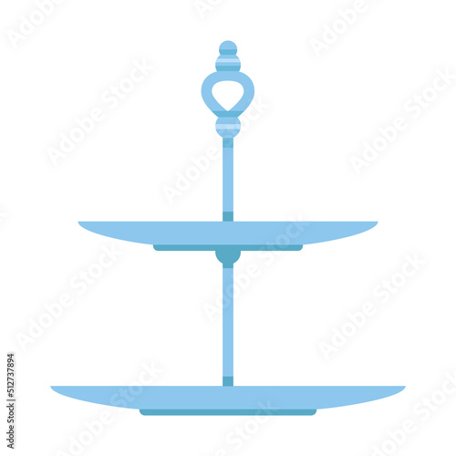 Cake stand in flat icon style. Empty tray for fruit and desserts. Vector illustration