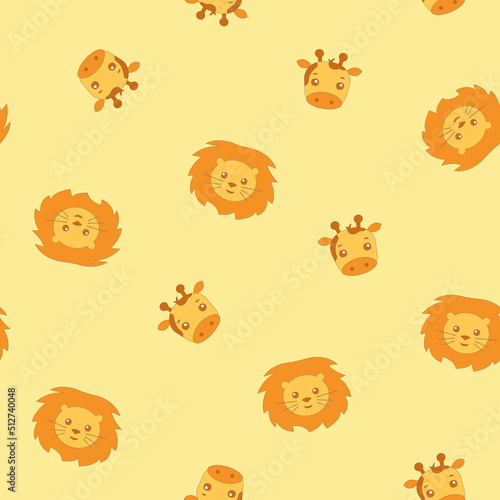 Fototapeta Naklejka Na Ścianę i Meble -  Baby cute pattern with wild african animals lion and giraffe