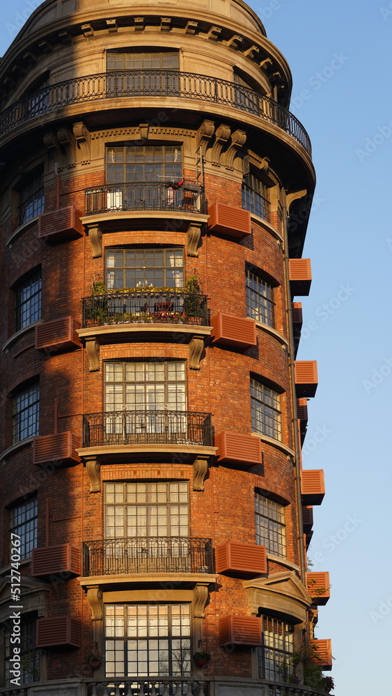 The beautiful old buildings view located in Shanghai under the warm sunlight in autumn