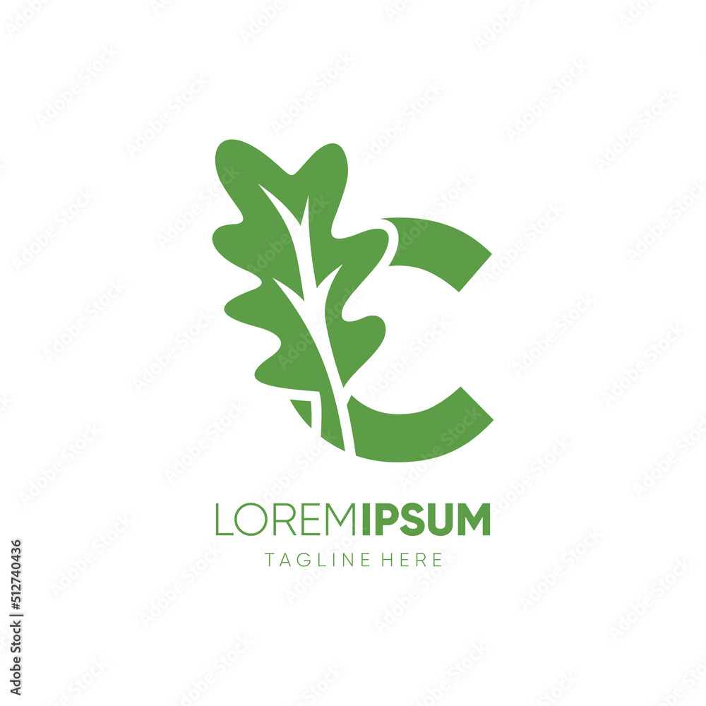 Obraz premium Letter C Initial Oak Leaf Tree Logo Design Vector Icon Graphic Emblem Illustration