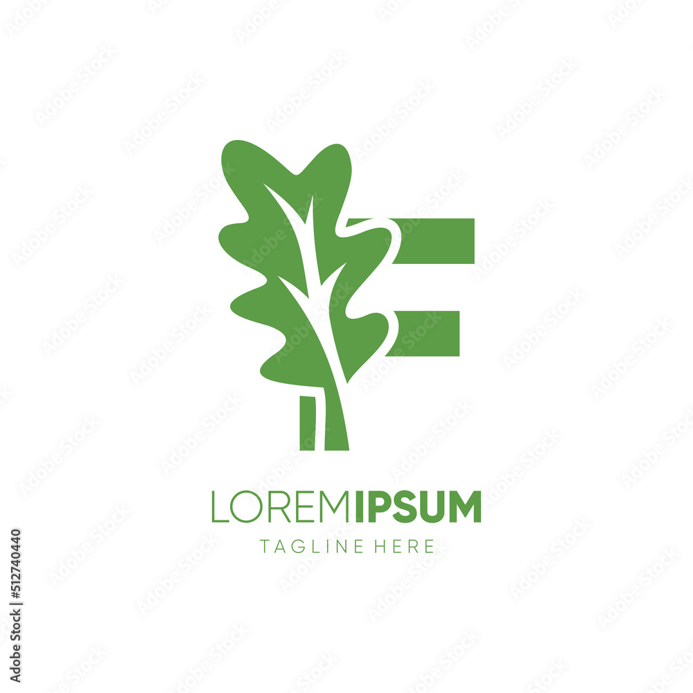 Letter F Initial Oak Leaf Tree Logo Design Vector Icon Graphic Emblem Illustration