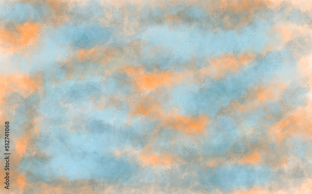 Abstract art blue and orange background with liquid texture
