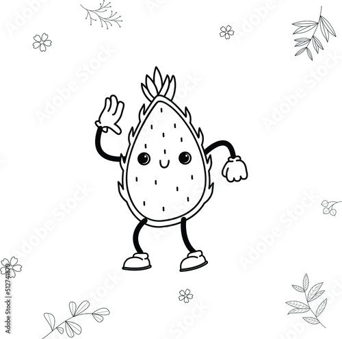dragon fruit doodle kawai