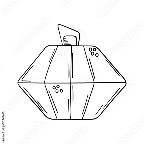 Hand drawn empty glass perfume bottle isolated on a white background. Doodle, simple outline illustration. It can be used for decoration of textile, paper.