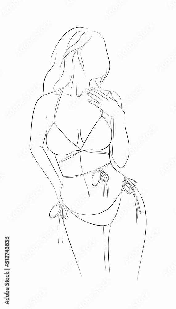 Vector illustration of a young woman in a bikini Vector illustration of a young woman in a bikini
