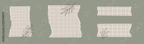 Set of Cute Scrapbook paper note and printable elements. To do list and Weekly journal planner template. Simple memo sticker. Vector illustration