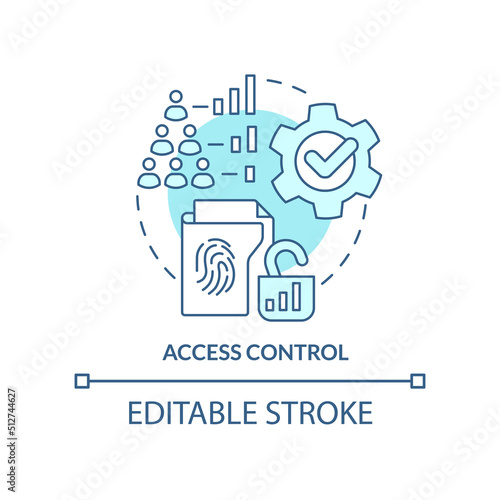 Access control turquoise concept icon. Part of physical security standard abstract idea thin line illustration. Isolated outline drawing. Editable stroke. Arial, Myriad Pro-Bold fonts used