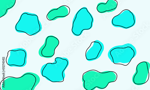 abstract spots of different colors with a black outline. Abstract background
