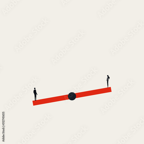Business gender inequality vector concept. Symbol of discrimination, unequal opportunity. Minimal illustration.