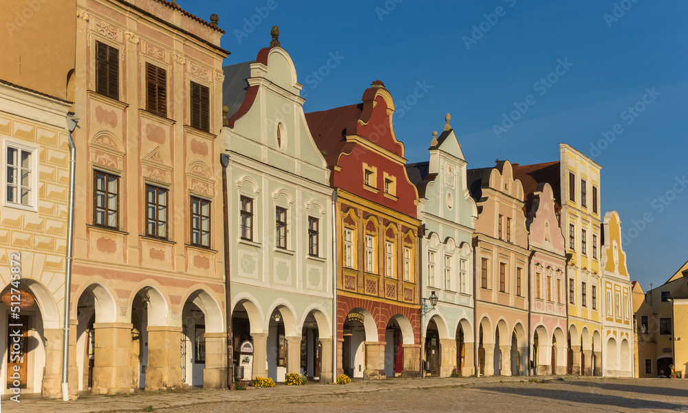 Colorful houses at the market square in Telc, Czech Republic