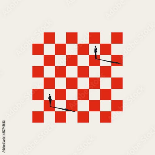 Business strategy and negotiation vector concept. Symbol of chess board, confrontation, game. Minimal illustration