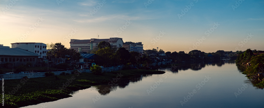 Sunrise Over The Calm Marikina River in Pasig City, Philippines