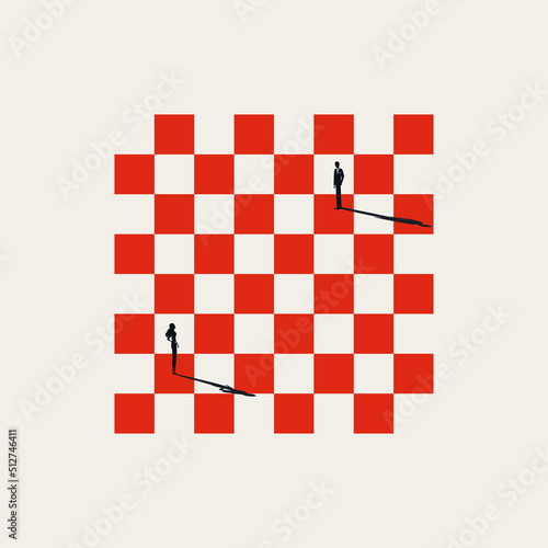 Business strategy and gender equality negotiation vector concept. Symbol of fight, communication. Minimal illustration.