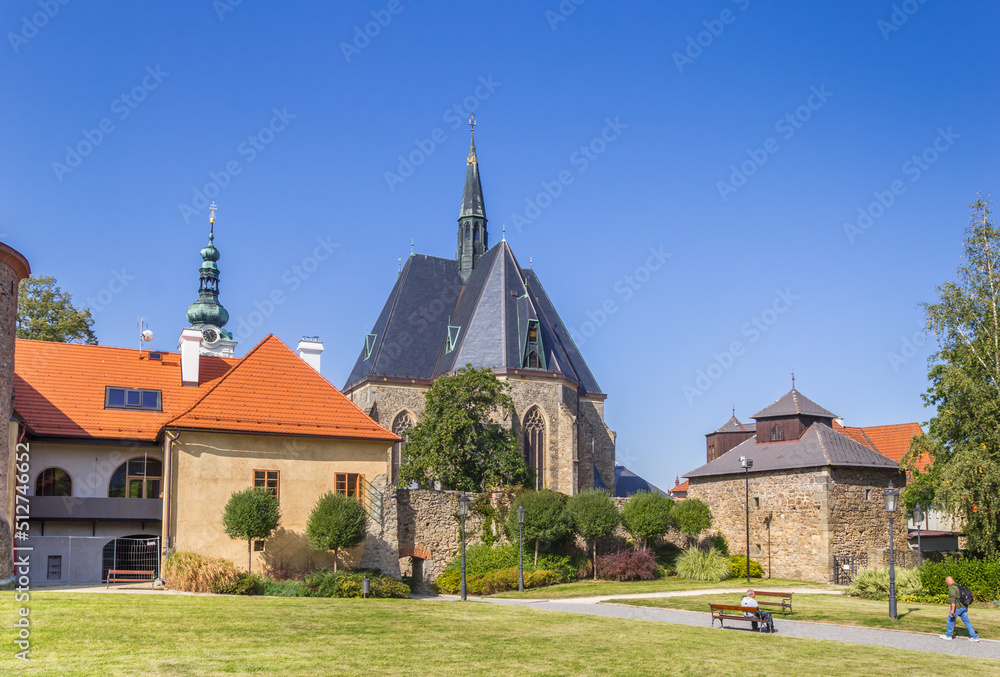 Park and historic buildings in Klatovy, Czech Republic