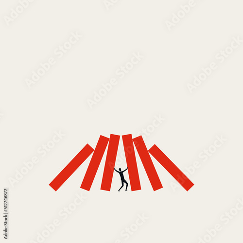 Business man under pressure and stress, vector concept. Symbol of hard work, burnout syndrome. Minimal illustration
