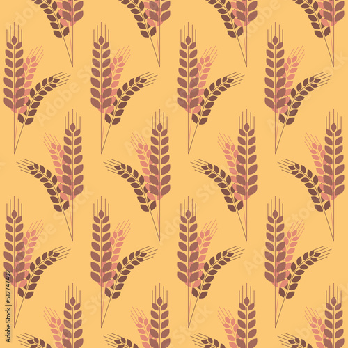 Ears of wheat spikelet seamless pattern illustration