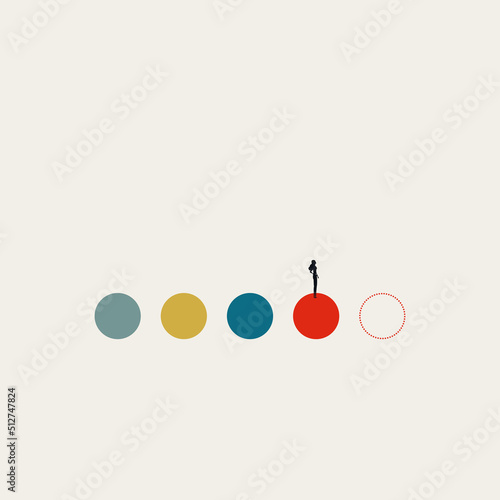 Business woman planning future strategy, vector concept. Symbol of career, project milestones. Minimal illustration.