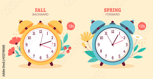 Vector illustration of fall back and spring forward