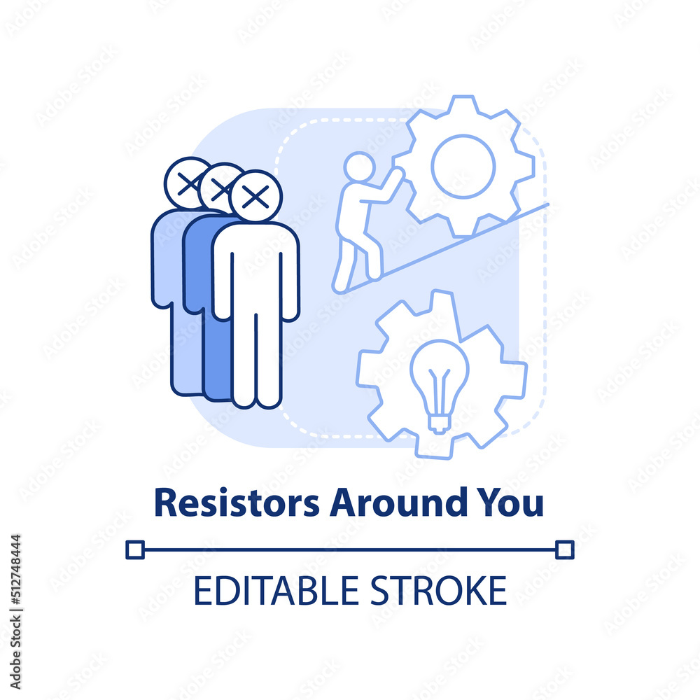 Resistors around you light blue concept icon. Barrier to change management abstract idea thin line illustration. Isolated outline drawing. Editable stroke. Arial, Myriad Pro-Bold fonts used Resistors around you light blue concept icon. Barrier to change management abstract idea thin line illustration. Isolated outline drawing. Editable stroke. Arial, Myriad Pro-Bold fonts used