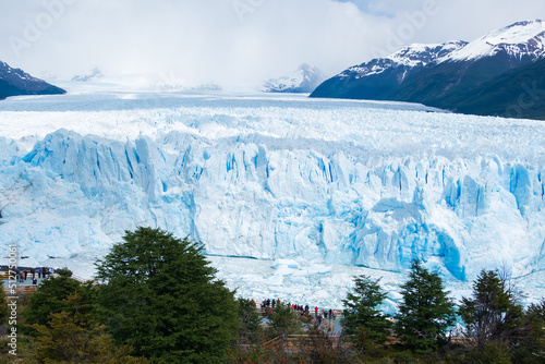 The huge size of Perito Moreno Glacier compare with people, Glaciers National Park, El Calafate in Argentina, Patagonia
