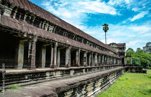 Angkor Wat Corridor building behind the east side of the castle in Siem Reap, Cambodia.