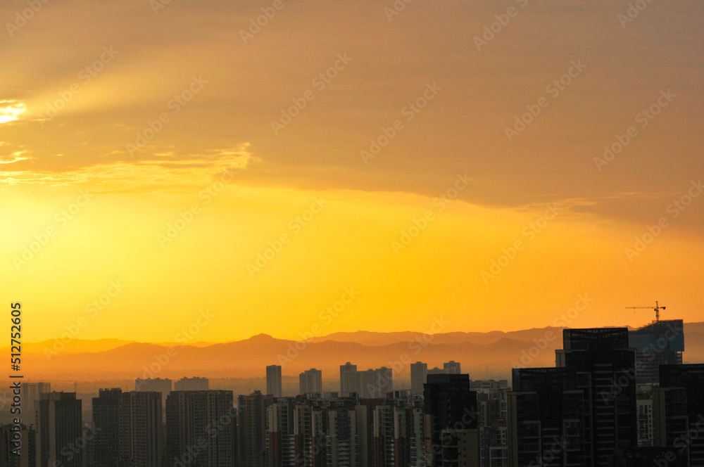 Fototapeta premium sunset over the city