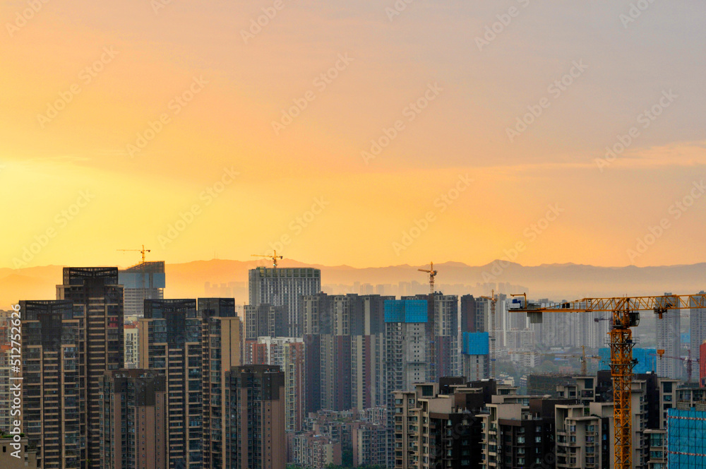 sunset over the city