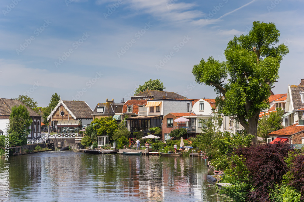 Houses at the river Vlist in Haastrecht, Netherlands