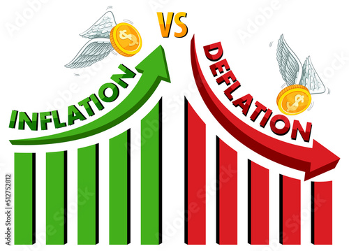 Inflation vs deflation with arrow going up and down