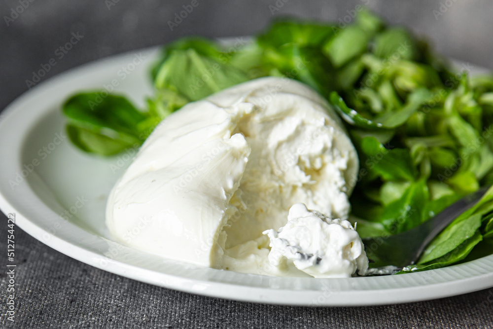 buratta salad green leaves mix fresh healthy meal food snack diet on the table copy space food background rustic top view buratta salad green leaves mix fresh healthy meal food snack diet on the table copy space food background rustic top view