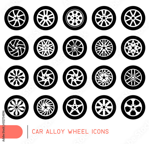 Car alloy wheel icons